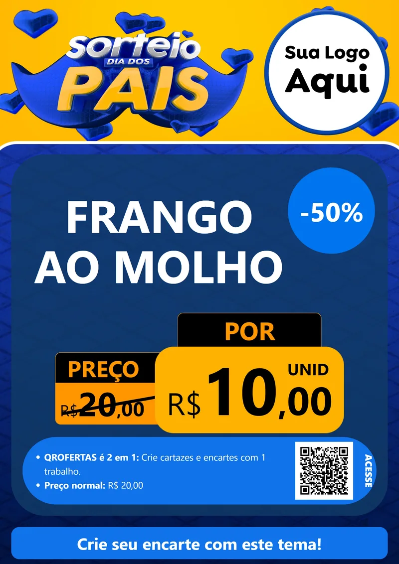 Modelo de Cartaz para Cartaz A4 Vertical com o tema Sorteio Dia dos Pais para Restaurante
