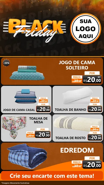 Modelo de TV para TV Vertical com o tema Black Friday para Cama, Mesa e Banho