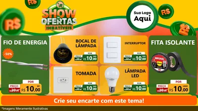 Modelo de TV para TV Horizontal com o tema Show de Ofertas Imbatíveis para Materiais Elétricos