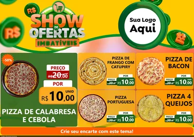 Modelo de Encarte para Encarte A4 Horizontal com o tema Show de Ofertas Imbatíveis para Pizzaria