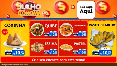 Modelo de TV para TV Horizontal com o tema Operação Julho Com Mais Economia para Salgadaria