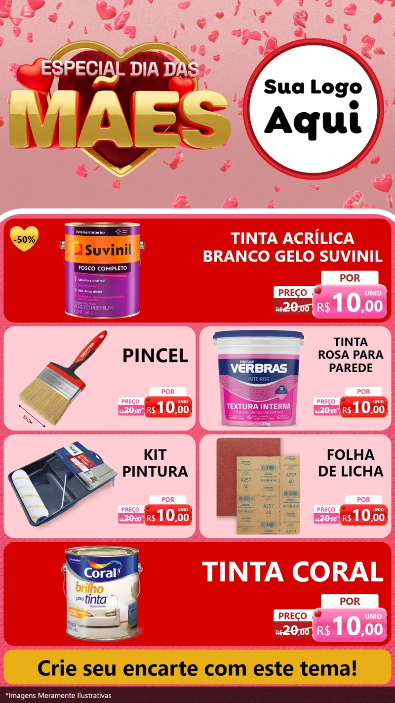 Modelo de TV para TV Vertical com o tema Especial Dia Das Mães para Tintas e Ferramentas