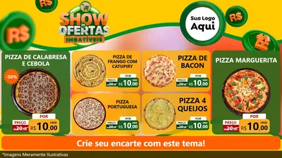 Modelo de TV para TV Horizontal com o tema Show de Ofertas Imbatíveis para Pizzaria