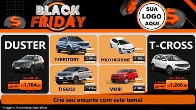 Modelo de TV para TV Horizontal com o tema Black Friday para Concessionaria de Carros