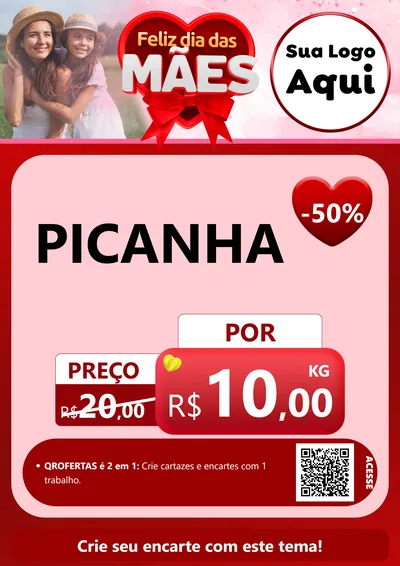 Modelo de Cartaz para Cartaz A4 Vertical com o tema Feliz Dia Das Mães para Açougue