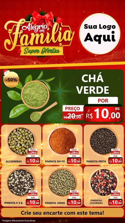Modelo de Rede Social para Stories com o tema Alegria em Família Super Ofertas - Natal para Produtos Naturais