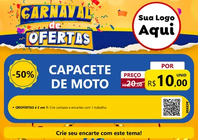 Modelo de Cartaz para Cartaz A4 Horizontal com o tema Carnaval de Ofertas para Moto peças