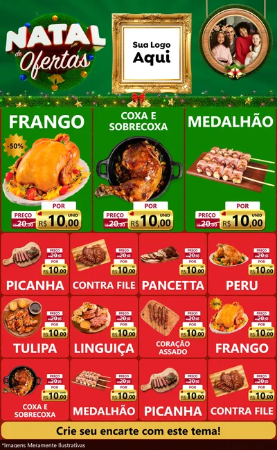 Modelo de Encarte para Encarte Grande com o tema Natal de Ofertas para Assados