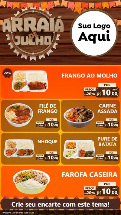 Modelo de TV para TV Vertical com o tema Arraiá de Julho - Junina para Restaurante
