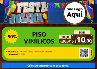 Modelo de Cartaz para Cartaz A4 Horizontal com o tema Festa Julina para Material para Construção