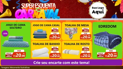 Modelo de TV para TV Horizontal com o tema Super Esquenta de Carnaval para Cama, Mesa e Banho