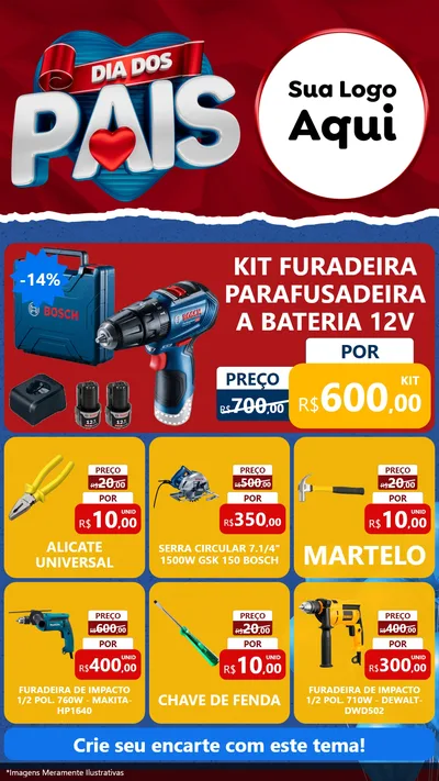 Modelo de Rede Social para Stories com o tema Dia dos Pais para Maquinas e Ferramentas