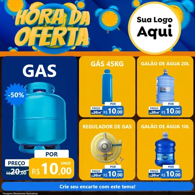 Modelo de Rede Social para Feed Facebook com o tema Hora da Oferta para Água e gás