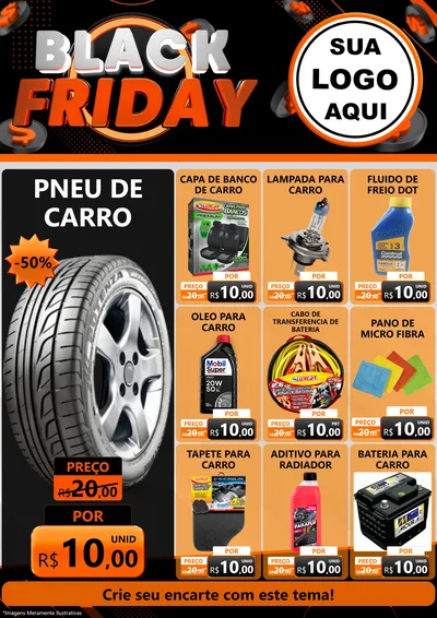 Modelo de Encarte para Encarte A4 Vertical com o tema Black Friday para Auto peças