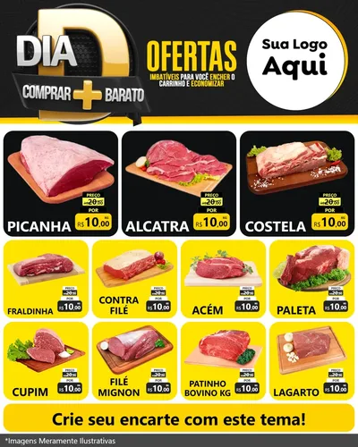 Modelo de Rede Social para Feed Instagram com o tema Dia D Mais Economia para Açougue