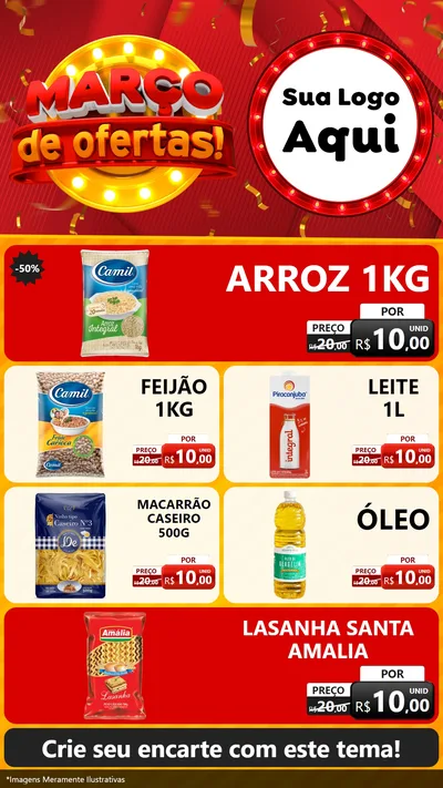 Modelo de TV para TV Vertical com o tema Março de Ofertas! para Supermercado