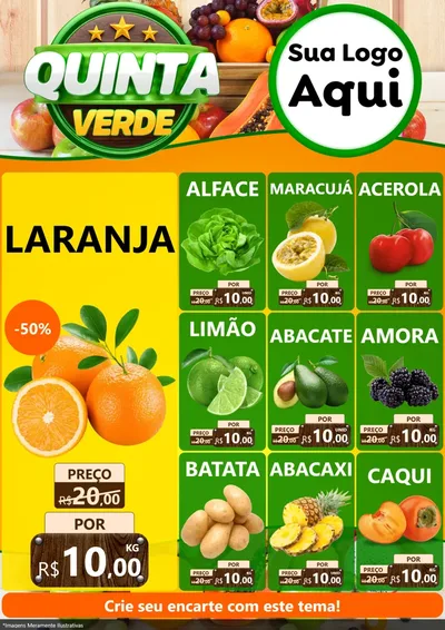 Modelo de Encarte para Encarte A4 Vertical com o tema Quinta Verde para Hortifrúti