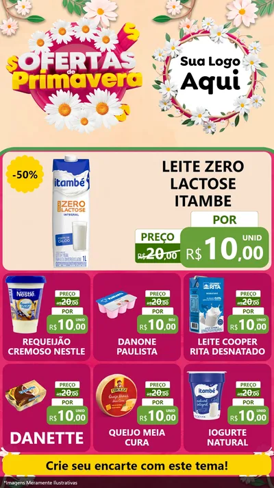 Modelo de Rede Social para Stories com o tema Ofertas de Primavera para Frios e Laticínios