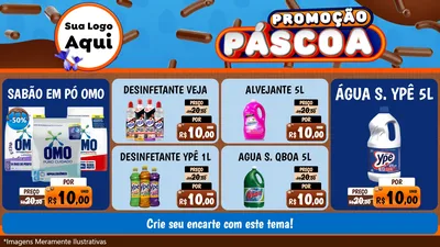 Modelo de TV para TV Horizontal com o tema Promoção Páscoa para Produtos de Limpeza
