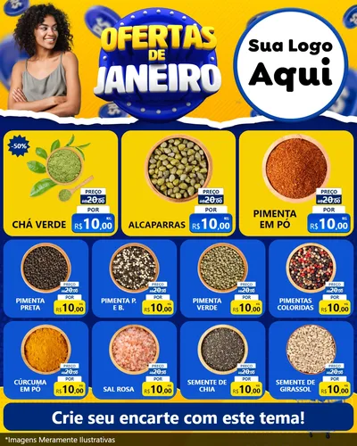 Modelo de Rede Social para Feed Instagram com o tema Ofertas de Janeiro para Produtos Naturais