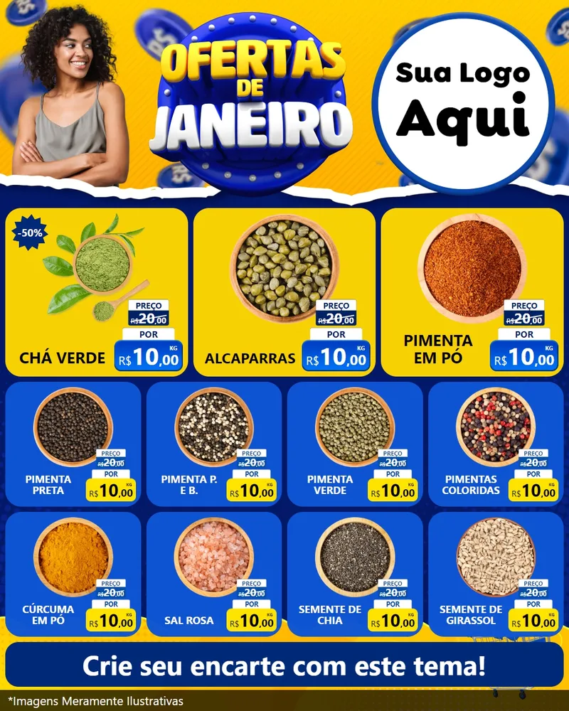Modelo de Rede Social para Feed Instagram com o tema Ofertas de Janeiro para Produtos Naturais
