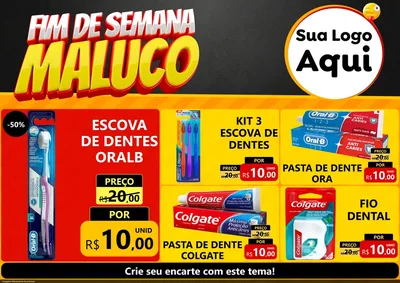 Modelo de Encarte para Encarte A4 Horizontal com o tema Final de Semana Maluco para Higiene Pessoal