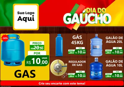 Modelo de Encarte para Encarte A4 Horizontal com o tema Dia do Gaúcho para Água e gás