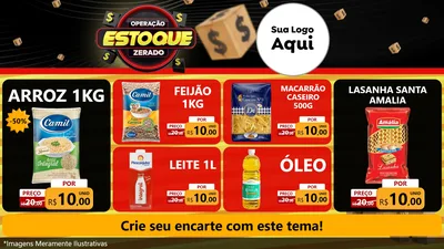 Modelo de TV para TV Horizontal com o tema Operação Estoque Zerado para Supermercado