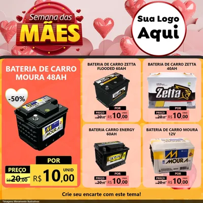 Modelo de Rede Social para Feed Facebook com o tema Semana das Mães para Baterias Elétricas