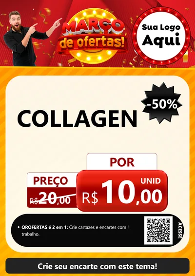 Modelo de Cartaz para Cartaz A4 Vertical com o tema Março de Ofertas! para Suplementos alimentares