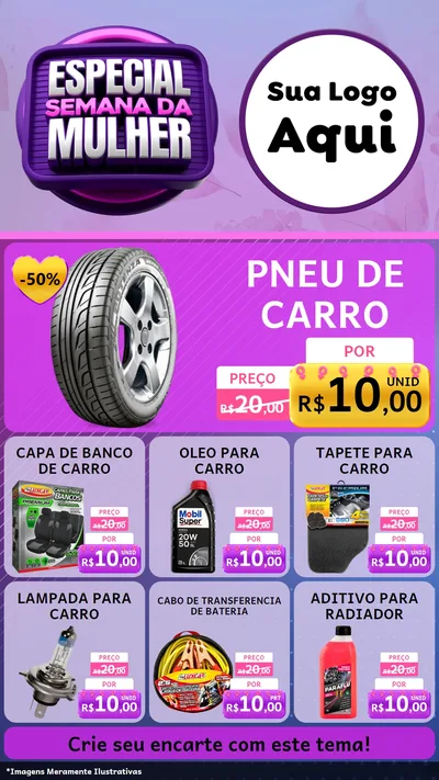 Modelo de Rede Social para Stories com o tema Especial Semana da Mulher para Auto peças