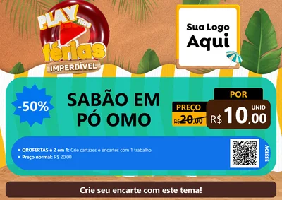 Modelo de Cartaz para Cartaz A4 Horizontal com o tema Play Nas Férias Imperdível para Produtos de Limpeza
