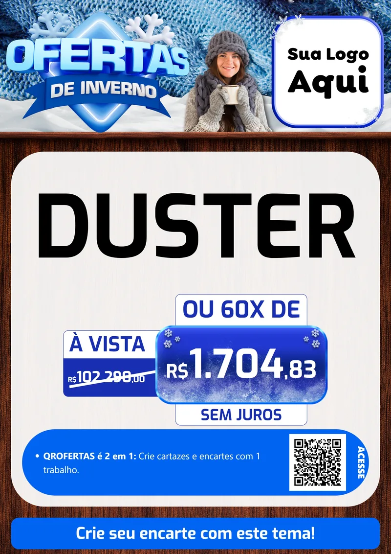Modelo de Cartaz para Cartaz A4 Vertical com o tema Ofertas de Inverno para Concessionaria de Carros