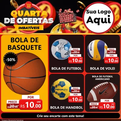 Modelo de Rede Social para Feed Facebook com o tema Quarta de Ofertas Imbatíveis para Artigos Esportivos