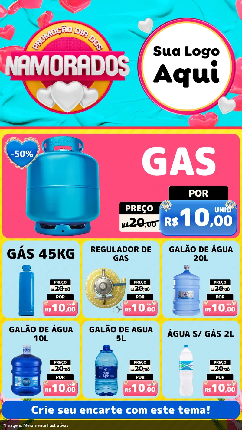 Modelo de Rede Social para Stories com o tema Promoção Dia dos Namorados para Água e gás