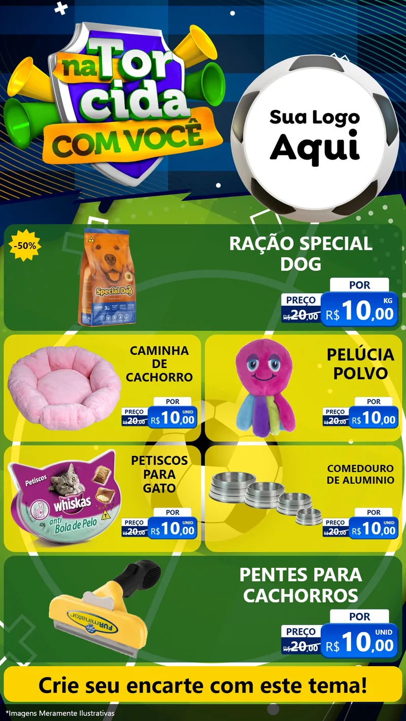 Modelo de TV para TV Vertical com o tema Na Torcida Com Você - Copa para Pet Shop