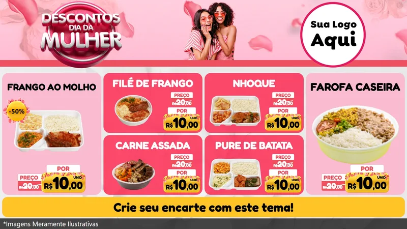 Modelo de TV para TV Horizontal com o tema Descontos Dia da Mulher para Restaurante