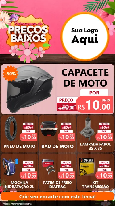 Modelo de Rede Social para Stories com o tema Primavera de Preços Baixos para Moto peças
