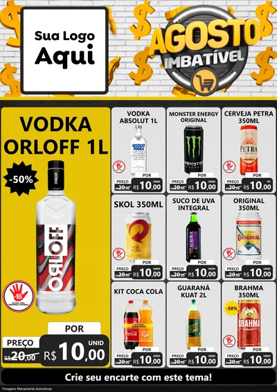 Modelo de Encarte para Encarte A4 Vertical com o tema Agosto imbatível para Distribuidora de bebidas