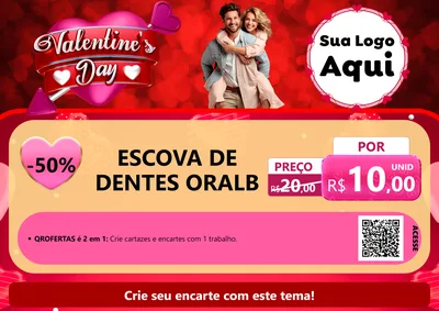 Modelo de Cartaz para Cartaz A4 Horizontal com o tema Valentine's Day para Higiene Pessoal