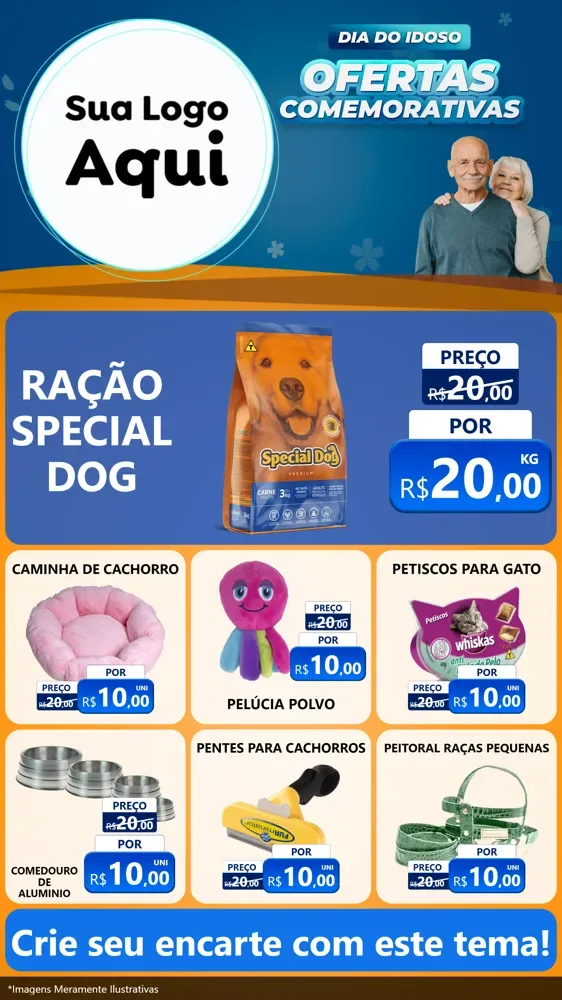 Modelo de Rede Social para Stories com o tema Dia do Idoso para Pet Shop