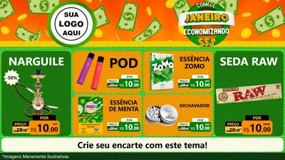 Modelo de TV para TV Horizontal com o tema Comece Janeiro Economizando para Tabacaria