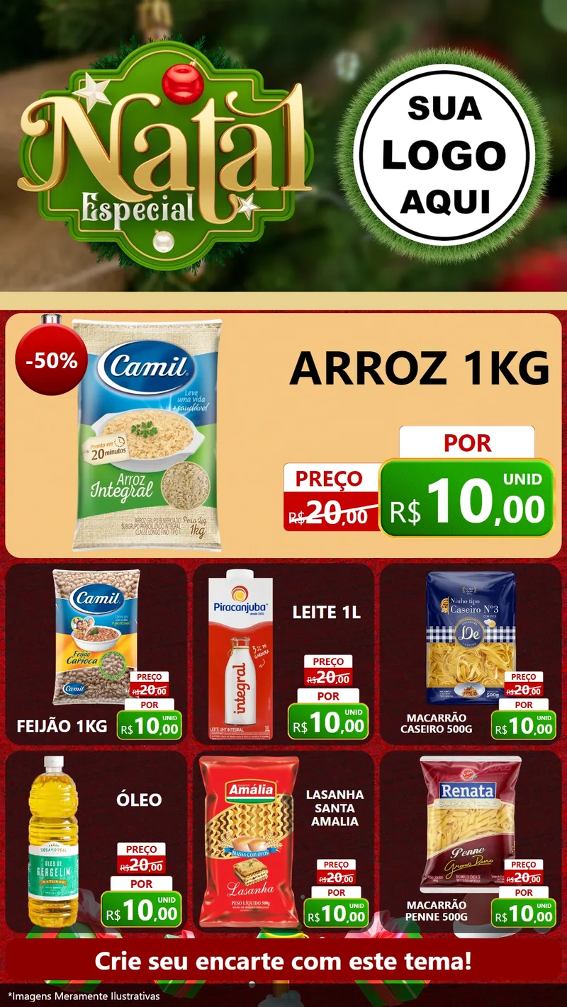 Modelo de Rede Social para Stories com o tema Natal Especial para Supermercado