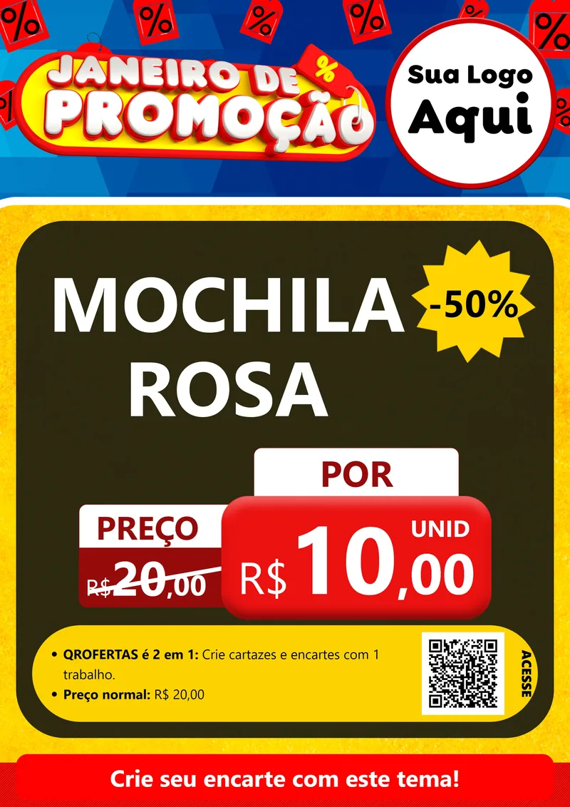 Modelo de Cartaz para Cartaz A4 Vertical com o tema Janeiro de Promoção para Papelaria