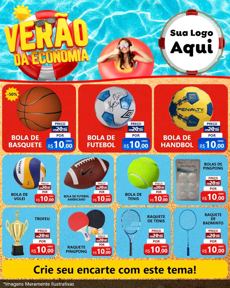 Modelo de Rede Social para Feed Instagram com o tema Verão da Economia para Artigos Esportivos