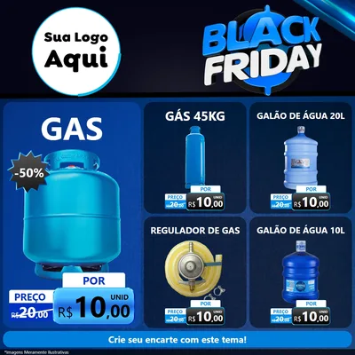 Modelo de Rede Social para Feed Facebook com o tema Black Friday para Água e gás