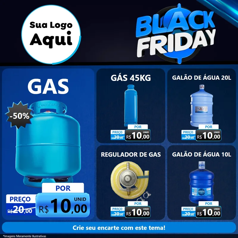 Modelo de Rede Social para Feed Facebook com o tema Black Friday para Água e gás
