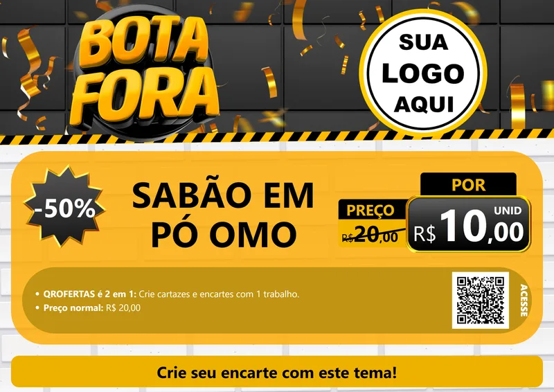 Modelo de Cartaz para Cartaz A4 Horizontal com o tema Bota Fora para Produtos de Limpeza