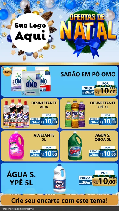 Modelo de TV para TV Vertical com o tema Ofertas de Natal para Produtos de Limpeza
