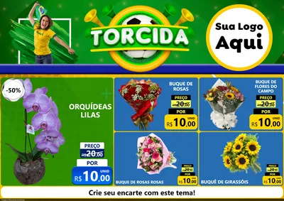 Modelo de Encarte para Encarte A4 Horizontal com o tema Torcida para Floricultura e jardim